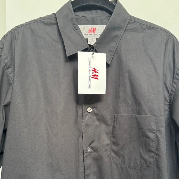 COMME des GARÇONS X H&M Men's Black Button-Down Shirt size Medium NWT - Picture 7 of 7